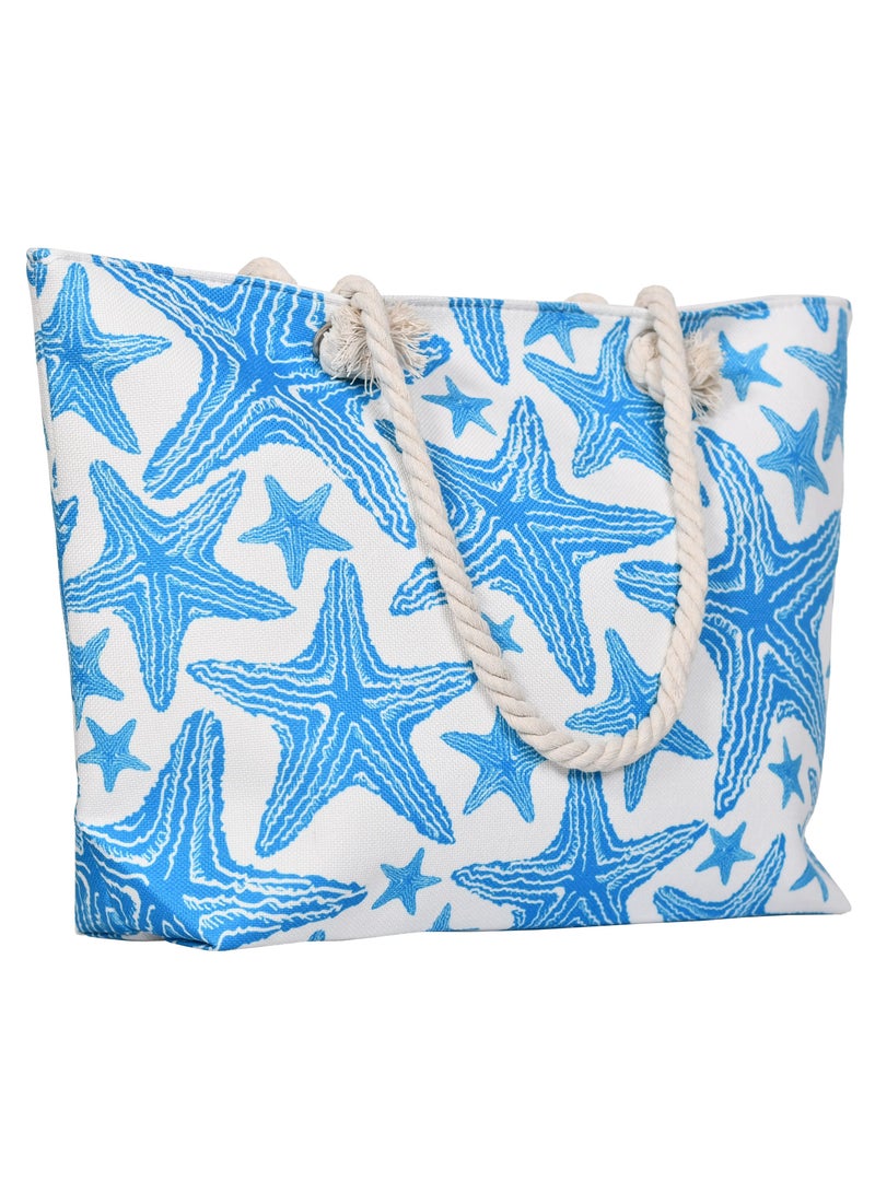 Stylish beach bag with a linen lining and a hemp rope handle, large capacity, water resistant  - Image 5