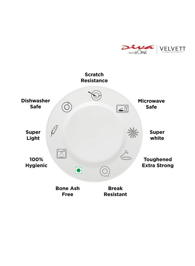 La Opala Diva, Velvett Collection Opal Glass Crockery | Cup & Saucer, Set of 12 | Aria White, 160 ml | for Tea & Coffee | Microwave Safe | 100% Vegetarian | Extra Strong | Super Light | Super White - Image 3