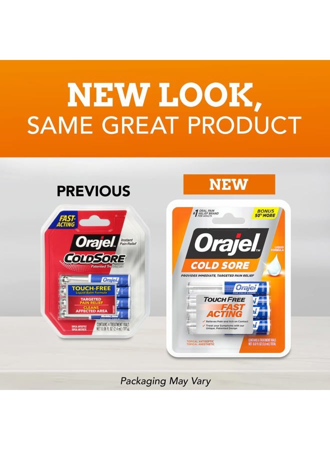 Orajel Touch Free Cold Sore Treatment .12oz, Liquid Formula, Provides Immediate & Targeted Pain Relief, Bonus Size, 6 Applicators.  - Image 2
