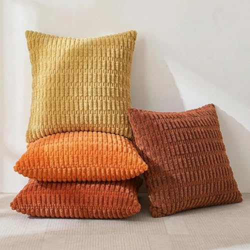 Fancy Homi 4 Packs Decorative Throw Pillow Covers for Living Room Couch Bed Modern Farmhouse Boho Home Dcor Accent Cushion Case 18 x 18 Burnt Orange Series - Image 3