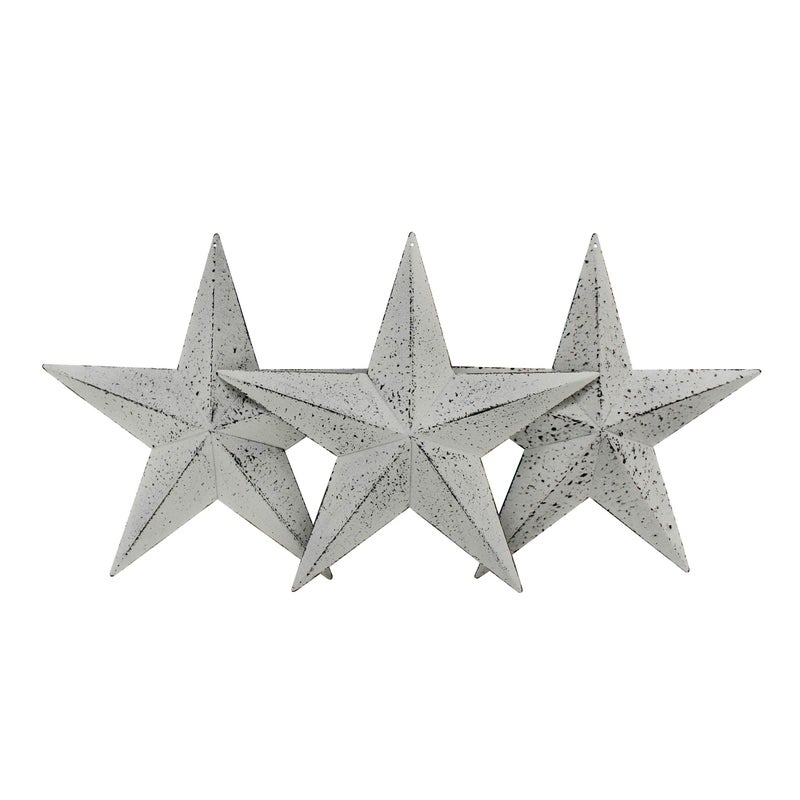 CVHOMEDECO. CVHOMEDECO Country Rustic Antique Vintage Gifts Metal Barn Star WallDoor Decor 8Inch Set of 3 Whitewash 