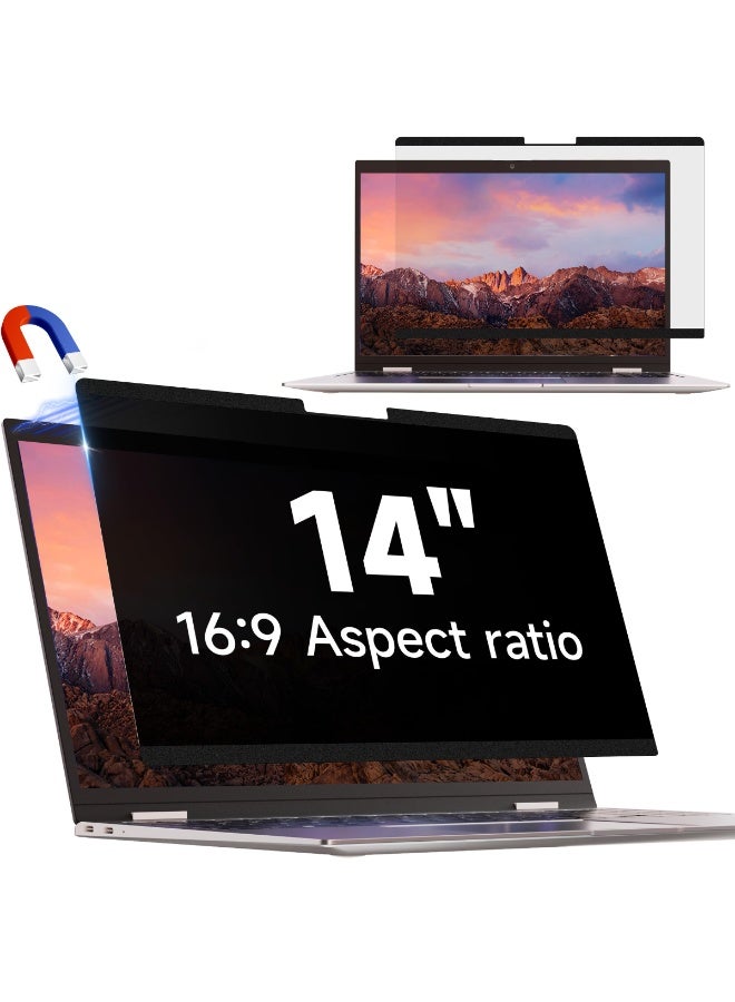 شاشة خصوصية للابتوب مقاس 14 إنش، بنسبة عرض إلى ارتفاع 16:9، فلتر مغناطيسي مضاد للوهج، متوافقة مع أجهزة HP / Dell / Acer / Lenovo - Image 1