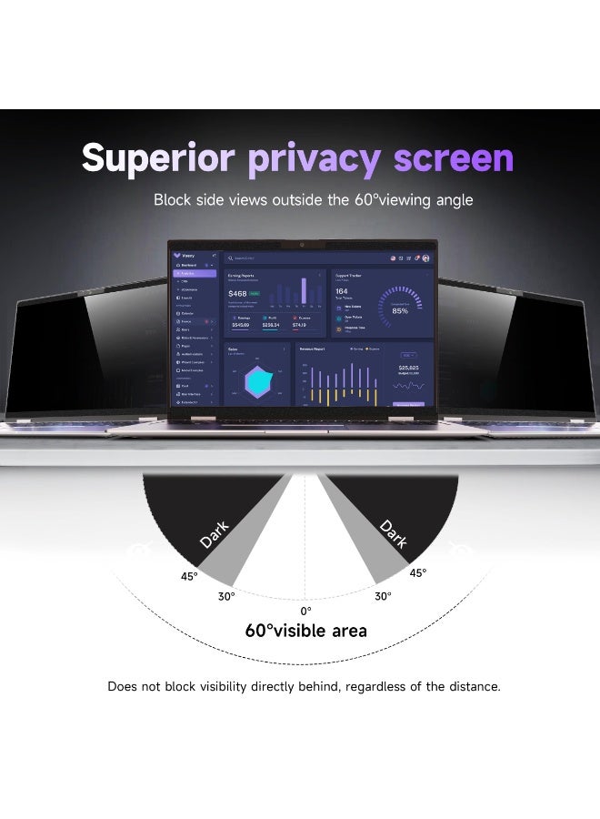شاشة خصوصية للابتوب مقاس 14 إنش، بنسبة عرض إلى ارتفاع 16:9، فلتر مغناطيسي مضاد للوهج، متوافقة مع أجهزة HP / Dell / Acer / Lenovo - Image 3