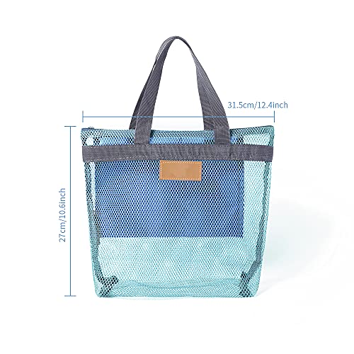 Pebipoo Mesh Shower Caddy Bag, Quick Dry Portable Tote Bag with Zipper and Inner Pocket, Lightweight Bath Organizer for College Dorm Bathroom, Swimming, Gym, Beach, Travel (Blue) - Image 2