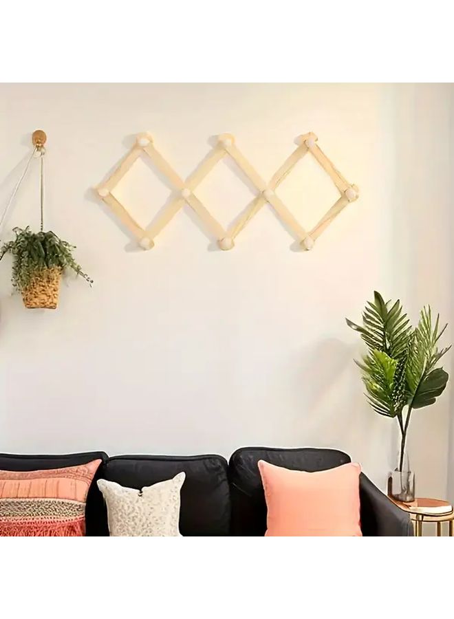 Bohemian Wall Hanger With Star Moon Design Wooden Multi Hook Coat Rack Mushroom Head Hook - Image 5