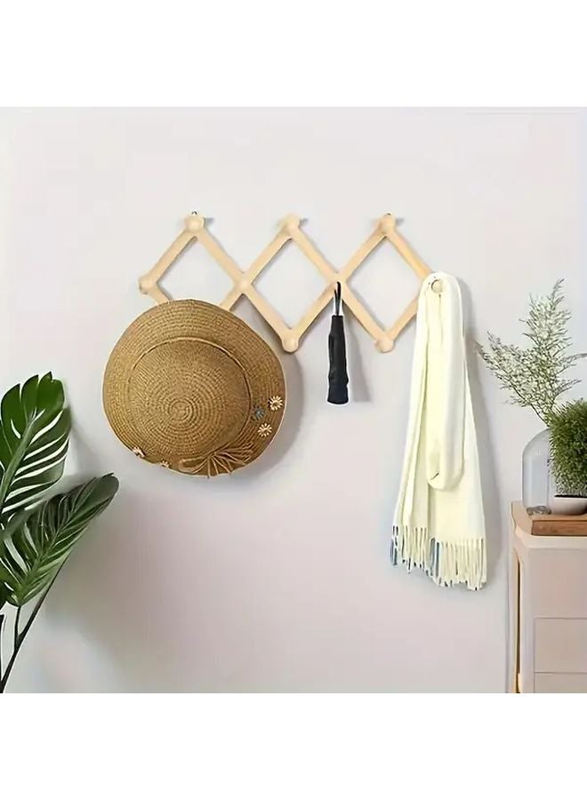 Bohemian Wall Hanger With Star Moon Design Wooden Multi Hook Coat Rack Mushroom Head Hook - Image 3