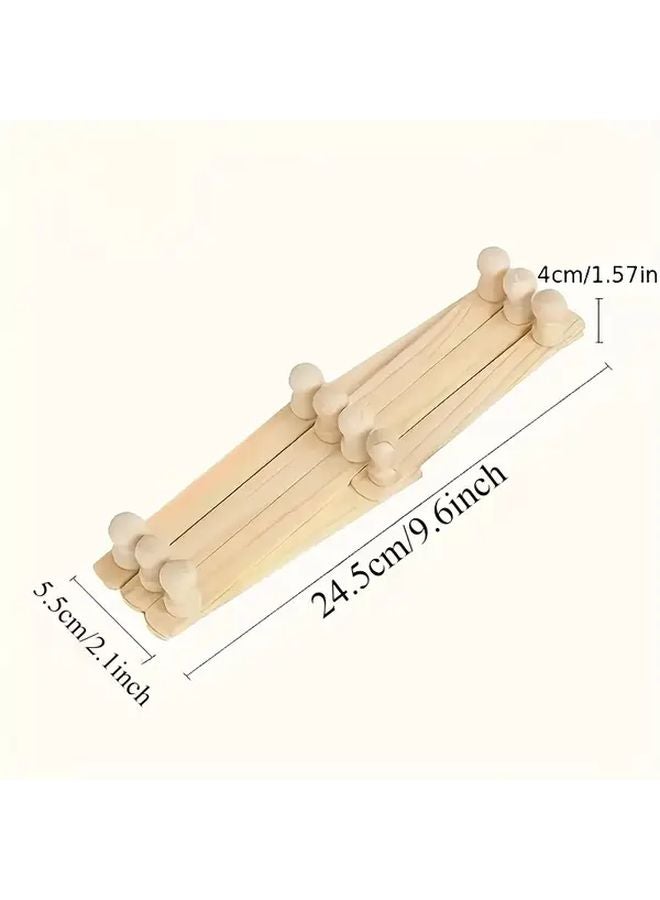 Bohemian Wall Hanger With Star Moon Design Wooden Multi Hook Coat Rack Mushroom Head Hook - Image 4