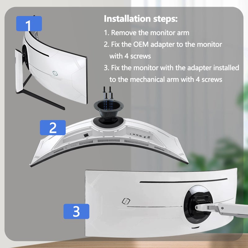 Tjweiqing Odyssey G9 VESA Mount Adapter Compatible with Samsung 49" Neo Odyssey G9 G95T, G97T,G95NA Curved Monitor (Fits Odyssey G9 G95T C49G95TSSN G97T C49G97TSSN LS49AG952NNXZA) - Image 3