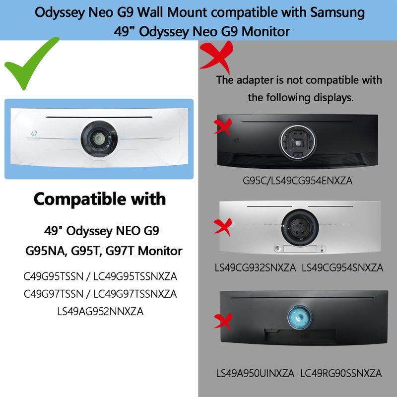 Tjweiqing Odyssey G9 VESA Mount Adapter Compatible with Samsung 49" Neo Odyssey G9 G95T, G97T,G95NA Curved Monitor (Fits Odyssey G9 G95T C49G95TSSN G97T C49G97TSSN LS49AG952NNXZA) - Image 2