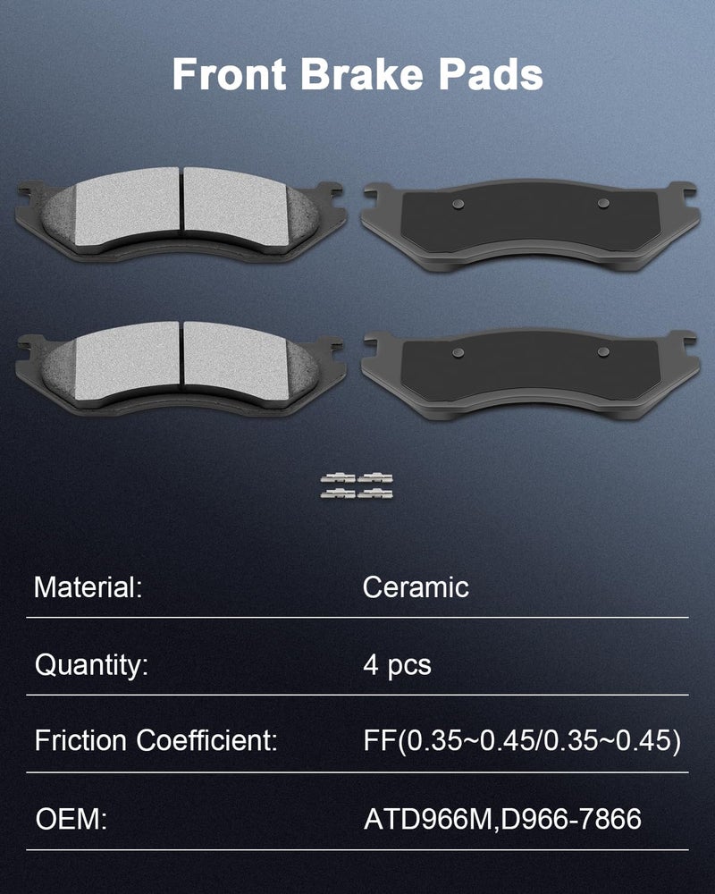 ECCPP Brake Pads,ECCPP 4pcs Front Ceramic Pads Kits for 2003-2006 for Dodge for Durango,2002-2005 for Dodge for Ram 1500 - Image 2