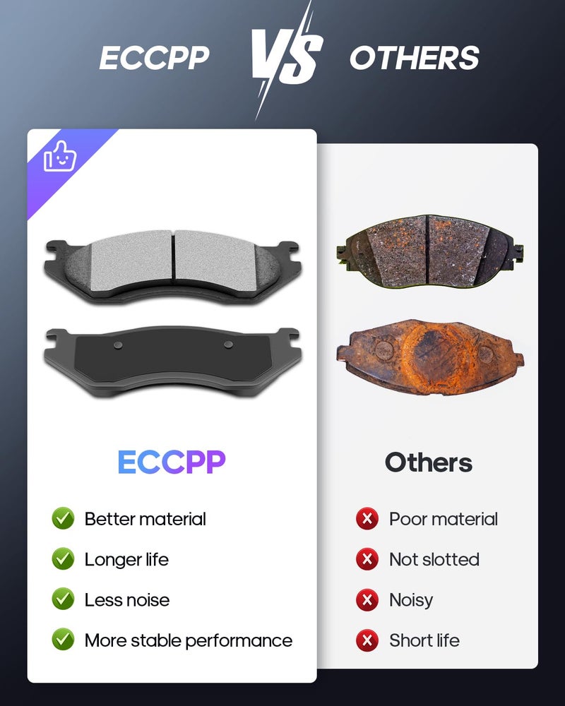 ECCPP Brake Pads,ECCPP 4pcs Front Ceramic Pads Kits for 2003-2006 for Dodge for Durango,2002-2005 for Dodge for Ram 1500 - Image 5