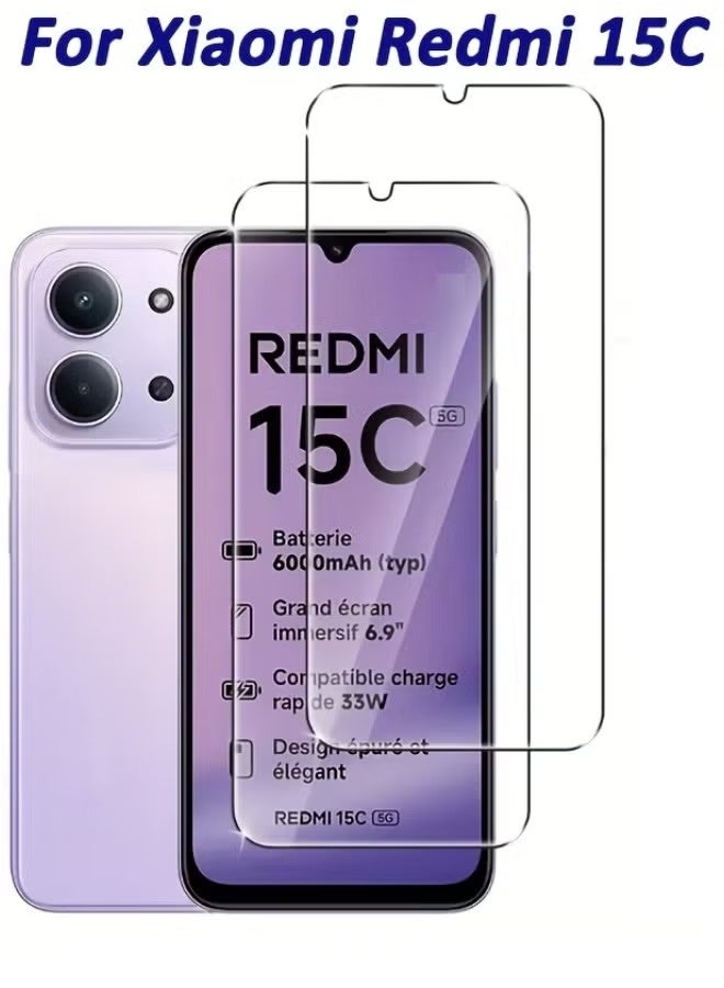 2 Pack Tempered Glass Screen Protector for Xiaomi Redmi 15C - Clear Screen Guard - Image 1