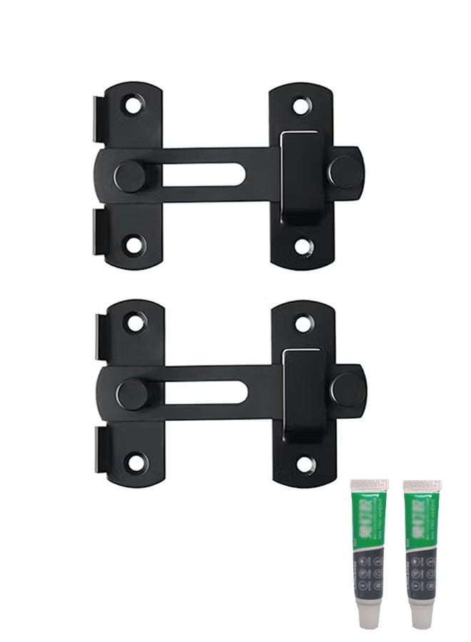 2 Pcs Latch Sliding Door Safety Door Lock Stainless Steel Barn Door Latches Flip Latch Gate Latches Bar Latch Safety Door Lock for Barn Door Pet Door Sliding Door Window Cabinet Room Accessorries  - Image 1