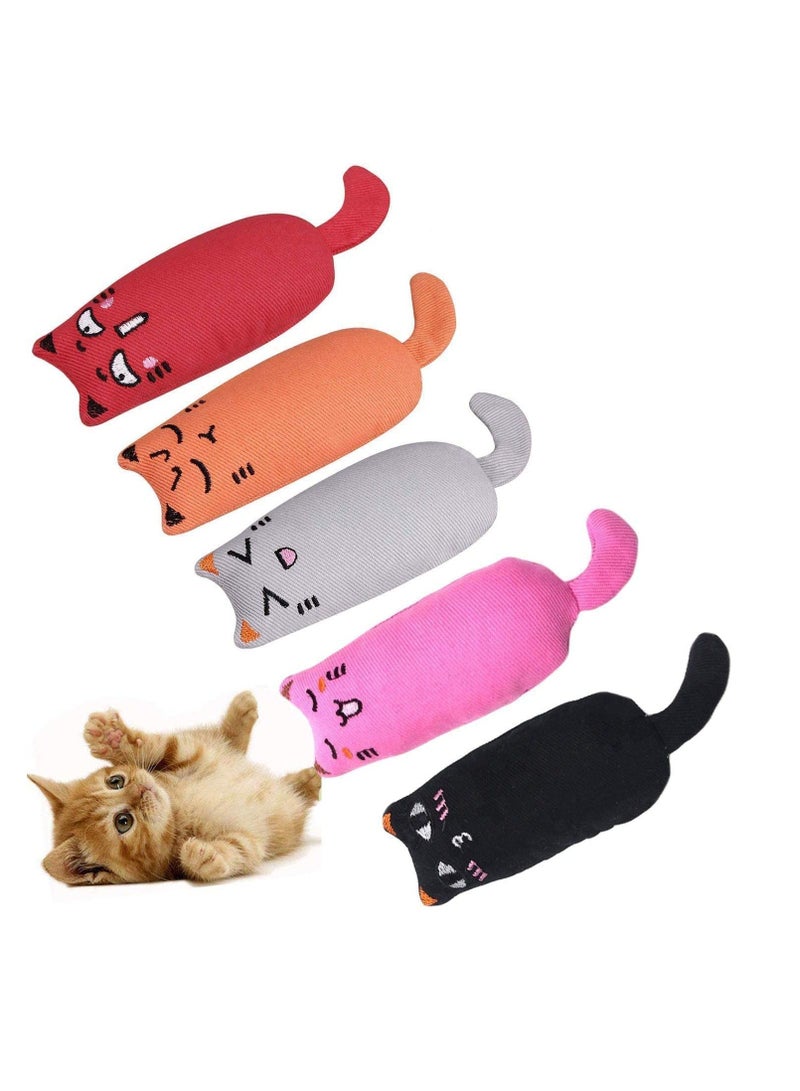XiuWoo Cat Plush Catnip Toy Scratch Playing Chewing Teeth Cleaning Creative Pillow Pet Grinding Chew Toys Entertaining Set for Indoor Cats 5 Pack - Image 1