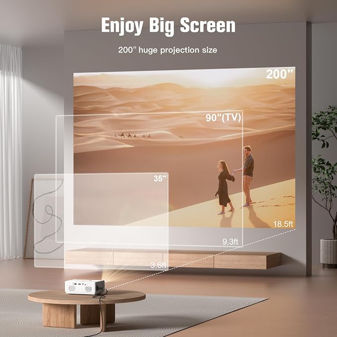 AuKing Projector, 2026 Upgraded Mini Projector, Full HD 1080P Home Theater Video Projector, Compatible with HDMI/USB/Smartphone/TV Box/Laptop (White) - Image 3