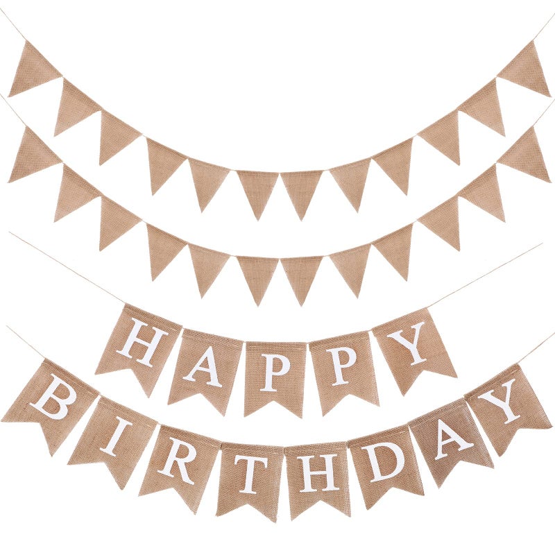 Irenare 4 Pieces Happy Birthday Banner Colorful Birthday Party Decor Rainbow Felt Garland Banner Rainbow Party Decorations SuppliesLinen - Image 2