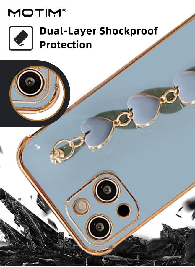 Motim Heart Chain Case for iPhone 14/14 Plus, Love Heart Full-Body Protection Soft TPU Phone Cover with Strap Wrist, Slim Shockproof Anti-Scratch Phone Case for Women  - Image 4