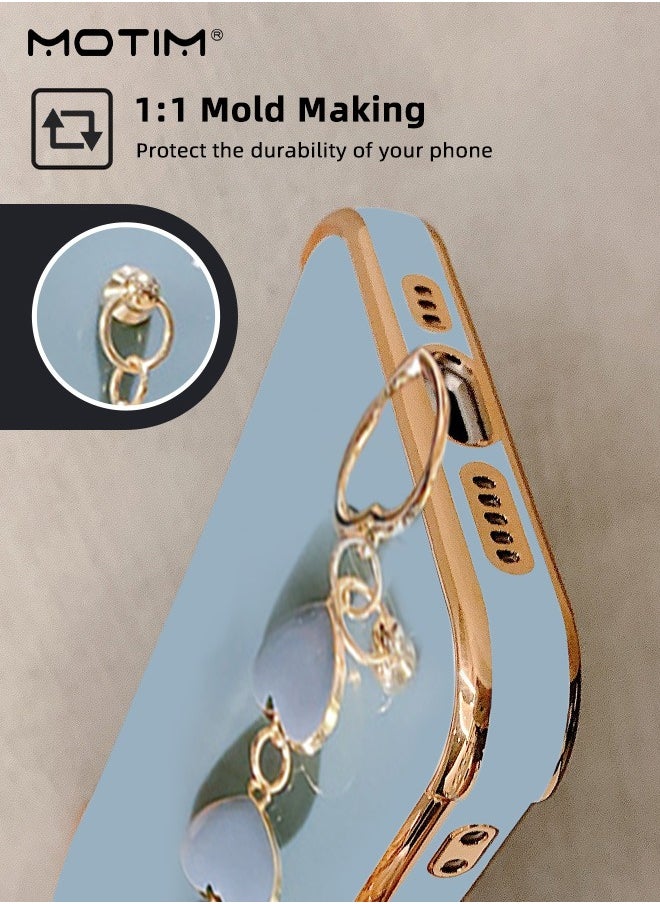 Motim Heart Chain Case for iPhone 14/14 Plus, Love Heart Full-Body Protection Soft TPU Phone Cover with Strap Wrist, Slim Shockproof Anti-Scratch Phone Case for Women  - Image 5