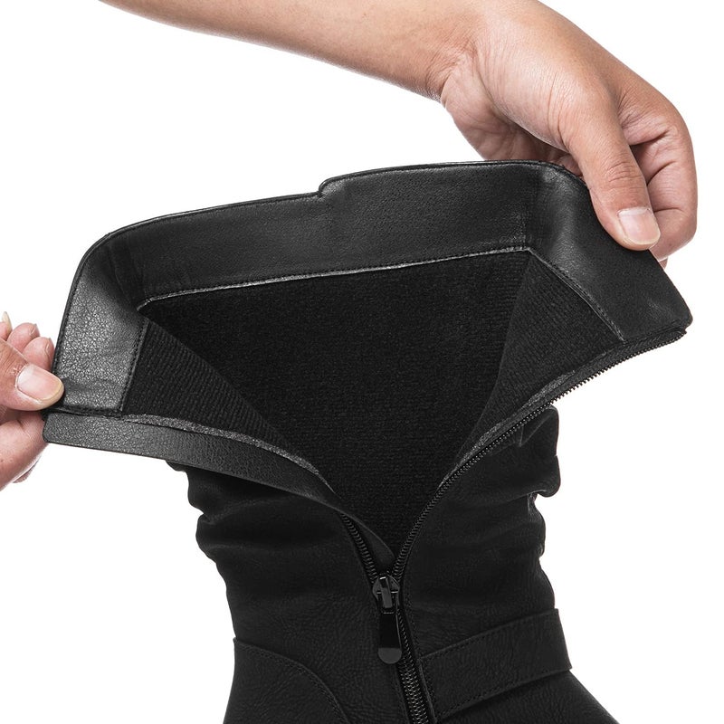 GLOBALWIN Women's Mid Calf Dress Boots Biker Motorcycle Riding Boots Women For Women Black Size 8M - Image 2