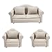 KH866 3PCS Dollhouse Couch 112 Scale Miniature Double Single Sofa with Pillow Upholstered Armchair Set Doll House Living Room Mini Furniture Accessories Timeless Classic for Bedroom Sectional Dcor - Image 2