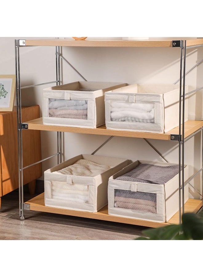 Beauenty 4 Pack Wardrobe Clothes Organizer Foldable Closet Storage Bins with Clear Window Large Storage Boxes Baskets for Organizing Clothing Jeans Shirts Toys Books - Image 3