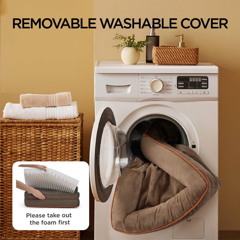 Bedsure Orthopedic Dog Bed Medium Size Dogs - Washable Medium Dog Cat Bed Waterproof, Comfort Pet Couch Sofa with Washable Removable Cover, Pets Bed with Nonskid Bottom, Brown, 28" - Image 5