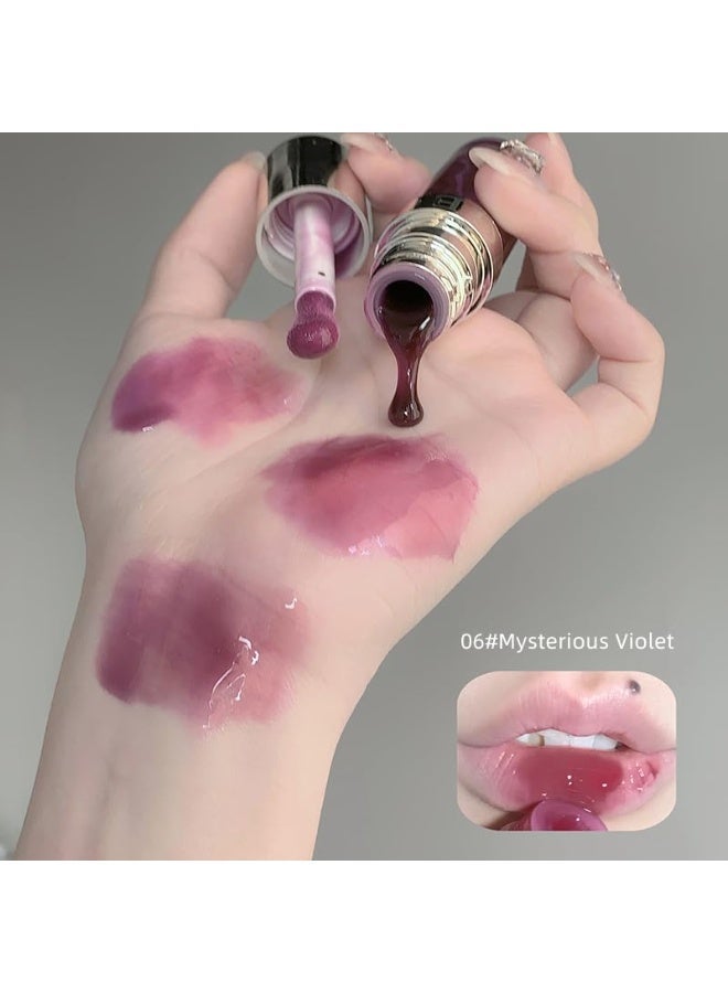 Gege Bear Plant Extract Lip Oil Gloss | High Glass Mirror Shine Lips Finish | Moisturizing Glossy Lip Glosses with Plush Sponge Applicator | Including Red, Pink & Violet Shades | Long-Lasting Comfortable Wear For Women Girls (06# Mysterious Violet, 6g) - Image 3