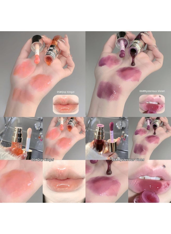 Gege Bear Plant Extract Lip Oil Gloss | High Glass Mirror Shine Lips Finish | Moisturizing Glossy Lip Glosses with Plush Sponge Applicator | Including Red, Pink & Violet Shades | Long-Lasting Comfortable Wear For Women Girls (06# Mysterious Violet, 6g) - Image 2