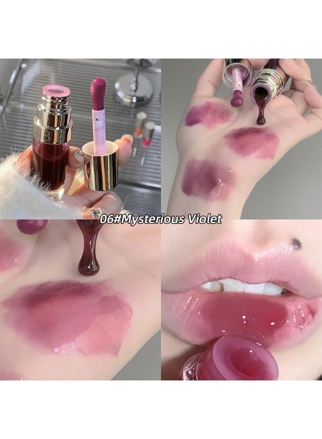 Gege Bear Plant Extract Lip Oil Gloss | High Glass Mirror Shine Lips Finish | Moisturizing Glossy Lip Glosses with Plush Sponge Applicator | Including Red, Pink & Violet Shades | Long-Lasting Comfortable Wear For Women Girls (06# Mysterious Violet, 6g) - Image 4