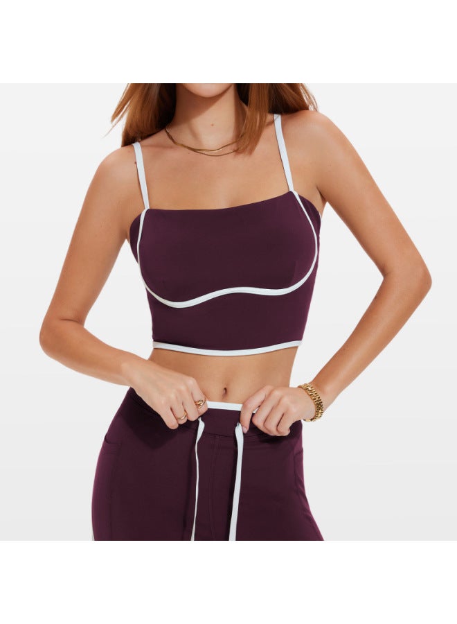 New Style Color-blocked Sports Vest With Beautiful Back Straps And Chest Pads, High Elasticity, Shockproof, Suitable For Running, Fitness, Yoga, And Can Be Worn As Outerwear