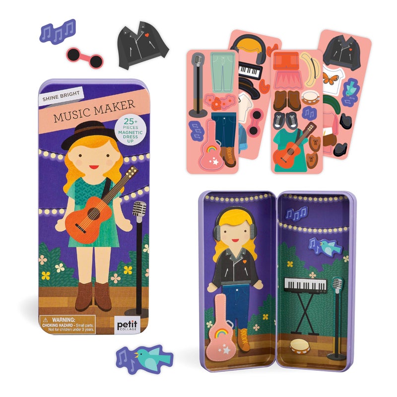 Petit Collage Magnetic Dress Up Music Maker  Magnetic Game Board with Mix and Match Magnetic Pieces Ideal for Ages 3  Includes 2 Scenes and 25 Creative Magnetic Pieces Medium - Image 3