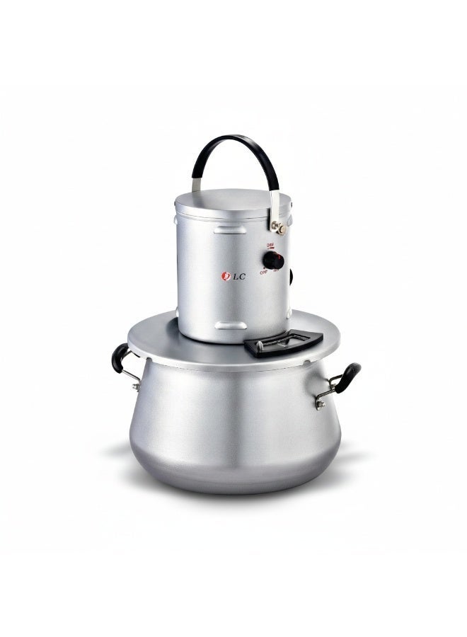 DLC Electric Harees, Jareesh & Al-Aseed Maker, 10 Litre Large Stock Pot Style, Silver, 500 Watts – Model DLC-8013 10 L 500 W DLC-8013 Silver & Black - Image 1