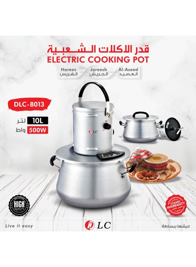 DLC Electric Harees, Jareesh & Al-Aseed Maker, 10 Litre Large Stock Pot Style, Silver, 500 Watts – Model DLC-8013 10 L 500 W DLC-8013 Silver & Black - Image 4