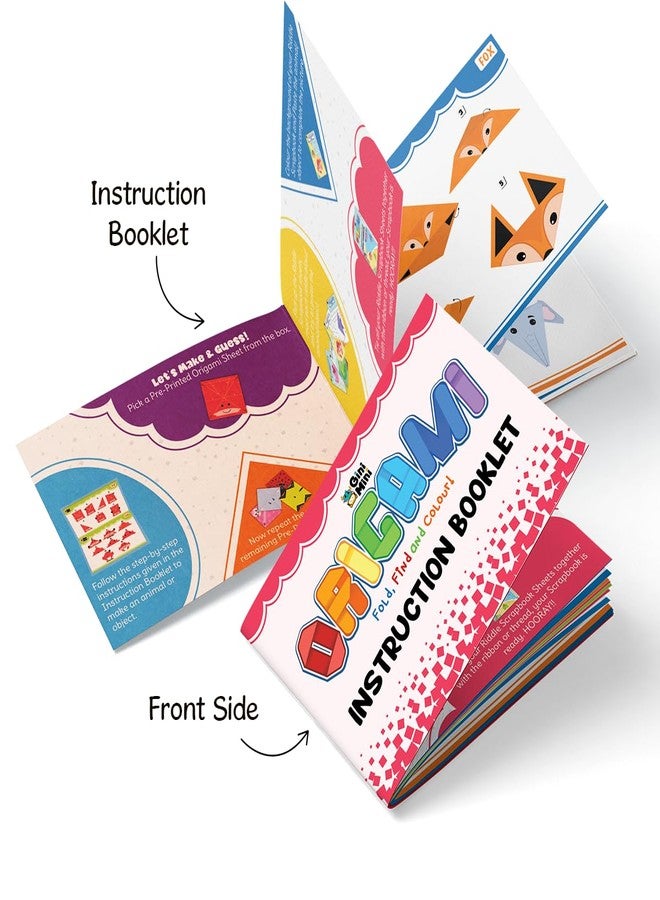 GiniMini Origami DIY Craft Kit for Kids 4+ | 20-Sheet Fold, Find & Colour Set with Riddle Scrapbook & Crayons | Creativity & Motor Skills Builder | Ideal Diwali Gift for Children - Image 3