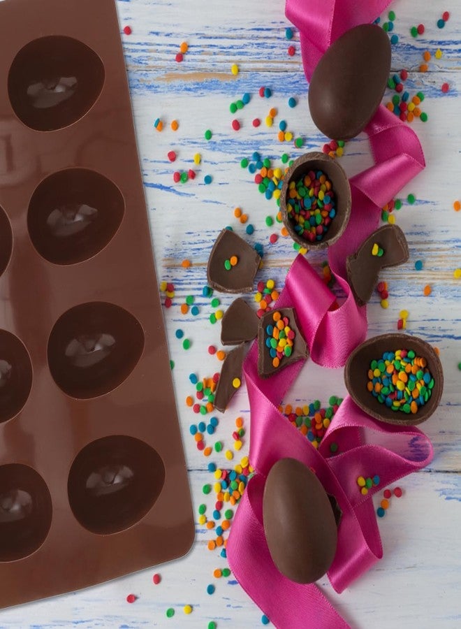 Amosfun Silicone Baking Cake Mold 8-Cavity Easter Egg Shaped Molds for Diy Cooking Perfect for Chocolate Muffins and Cakes - Coffee Color 10.62 X 6.29 X 0.78 Inch - Image 4