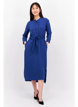 Red Tape Women Solid Midi Dress With Tie Belt, Navy Blue  - Image 1