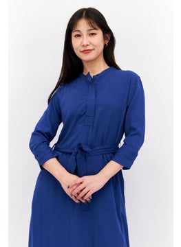 Red Tape Women Solid Midi Dress With Tie Belt, Navy Blue  - Image 2