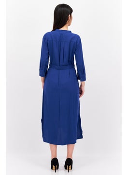 Red Tape Women Solid Midi Dress With Tie Belt, Navy Blue  - Image 3