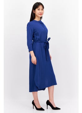 Red Tape Women Solid Midi Dress With Tie Belt, Navy Blue  - Image 4