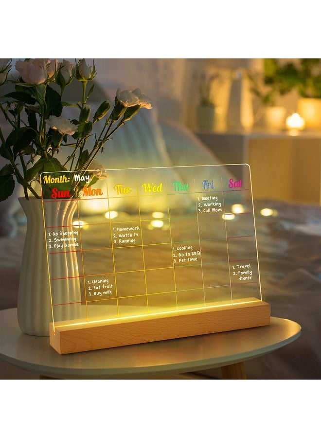 D-FantiX Acrylic Dry Erase Board with Light Up Stand 12 x 8 Inch, Clear Desktop Calendar Whiteboard for Desk, Glowing Message Board Memo Tablet for Office Home Bedroom, 7 Colored Markers, 1 Eraser - Image 3