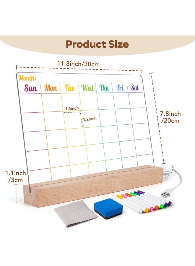 D-FantiX Acrylic Dry Erase Board with Light Up Stand 12 x 8 Inch, Clear Desktop Calendar Whiteboard for Desk, Glowing Message Board Memo Tablet for Office Home Bedroom, 7 Colored Markers, 1 Eraser - Image 5