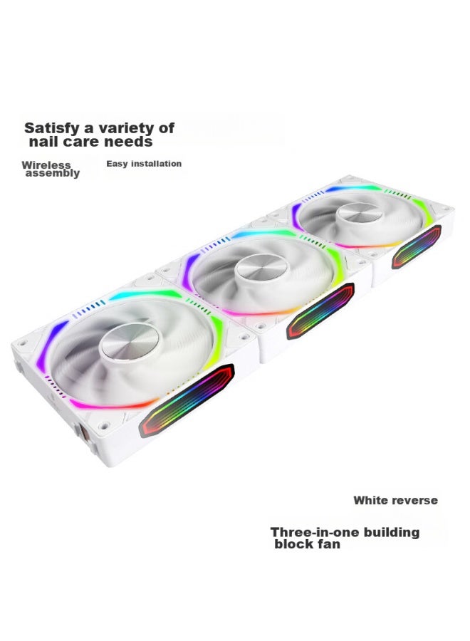 Play Jia Wanjia Xing Chain Building Blocks White Reverse Triple Pack, 12cm Water-cooled Case Fan Module, Wireless Assembly/argb Light Synchronization/pwm Temperature Control - Image 1