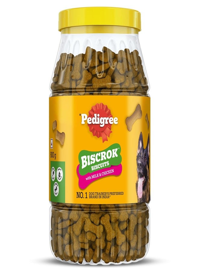 Pedigree Biscrok (Above 4 Months) Dog Biscuits, Chicken and Milk Flavour, 900 g, No. 1 Dog Trainer’s Preferred Brand in India - Image 1