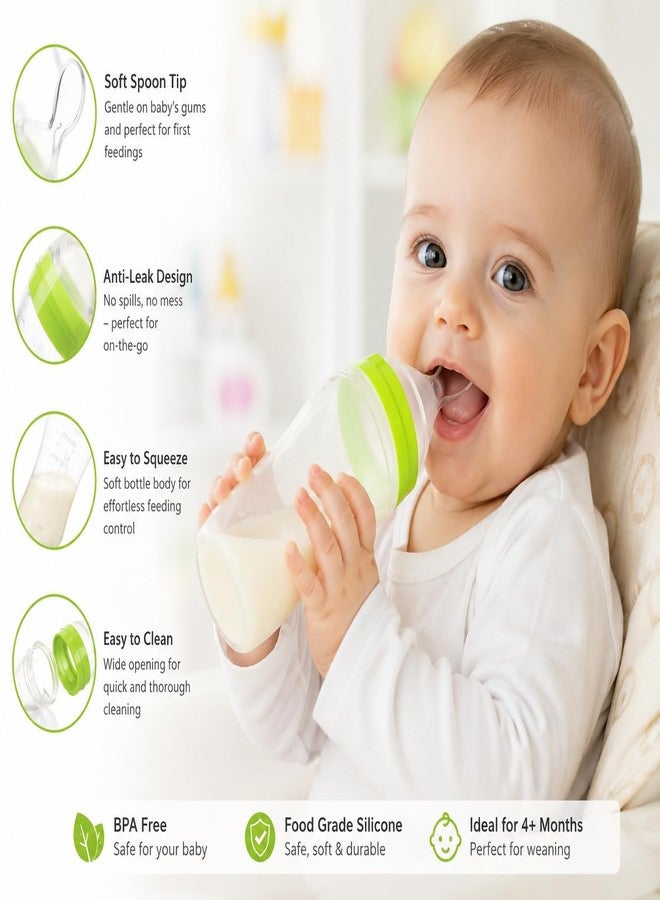 Babies Bloom Baby Silicone Squeeze Feeder with Food Dispensing Spoon Cereal Feeding Bottle for Infant 90ml (Pink, Blue (Set of 2) - Image 5