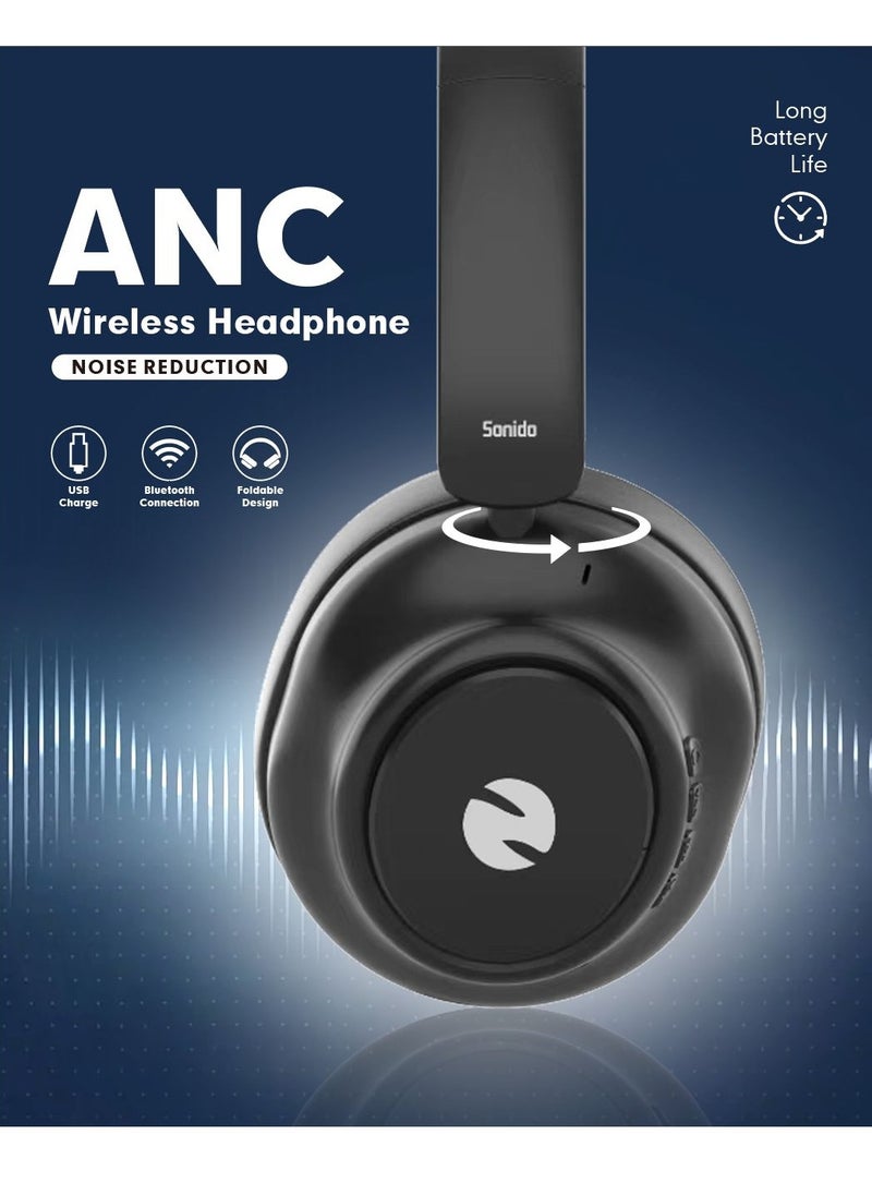 Zoom Plus - ZP78 (SONIDO SERIES) Smart Active Noise Cancelling Headphones Bluetooth with Multiple Modes, Collapsible Design Bluetooth Headphones, 30H Playtime, Wide Compability, High-Res Audio And Very Light Weight Headphones - Image 1