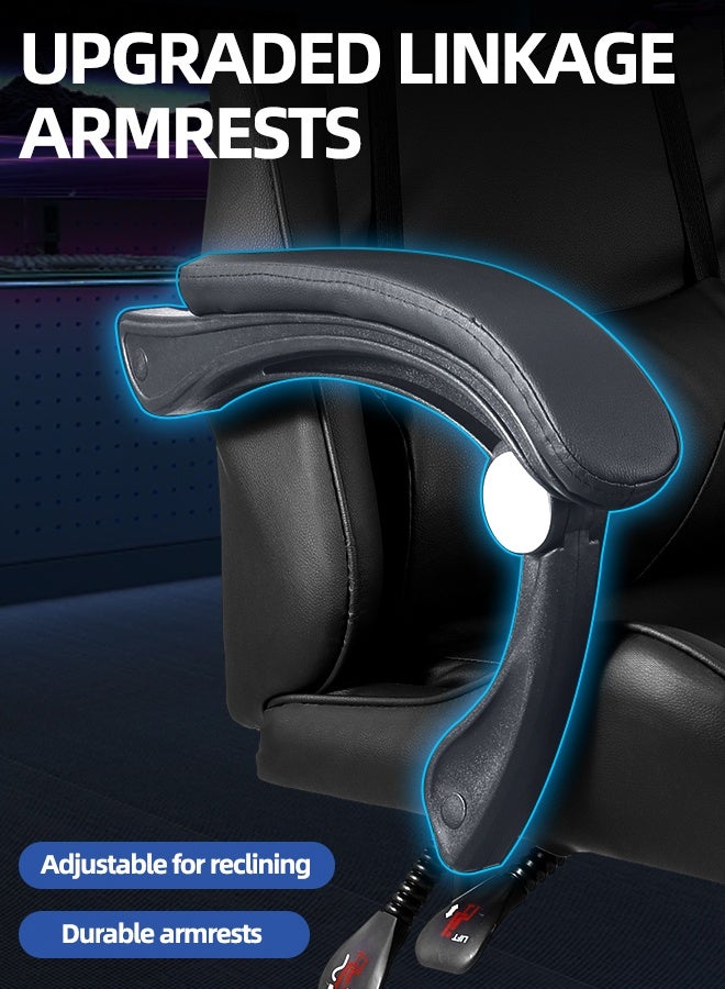 VINNYSEN Gaming Chair with Massage Computer Chair, High Back Esports Ergonomic Large Angle Tilt and Height Adjustment, with Neck Pillow Waist and Leg Support - Image 4