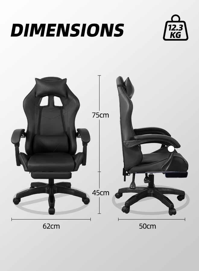 VINNYSEN Gaming Chair with Massage Computer Chair, High Back Esports Ergonomic Large Angle Tilt and Height Adjustment, with Neck Pillow Waist and Leg Support - Image 5