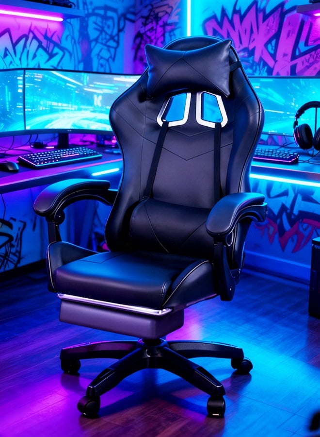 VINNYSEN Gaming Chair with Massage Computer Chair, High Back Esports Ergonomic Large Angle Tilt and Height Adjustment, with Neck Pillow Waist and Leg Support - Image 2