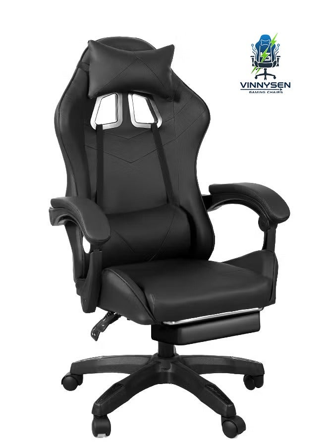 VINNYSEN Gaming Chair with Massage Computer Chair, High Back Esports Ergonomic Large Angle Tilt and Height Adjustment, with Neck Pillow Waist and Leg Support - Image 1