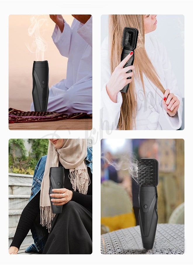 Handheld Portable Hair Censer Only Black 2-In-1 Rechargeable Censer Fragrance Diffuser